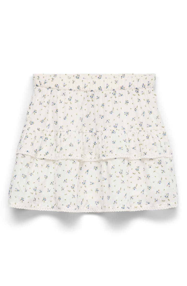 VERO MODA Trine Floral Tiered Organic Cotton Miniskirt, Alternate, color, Snow White Aopmarguerite Blue