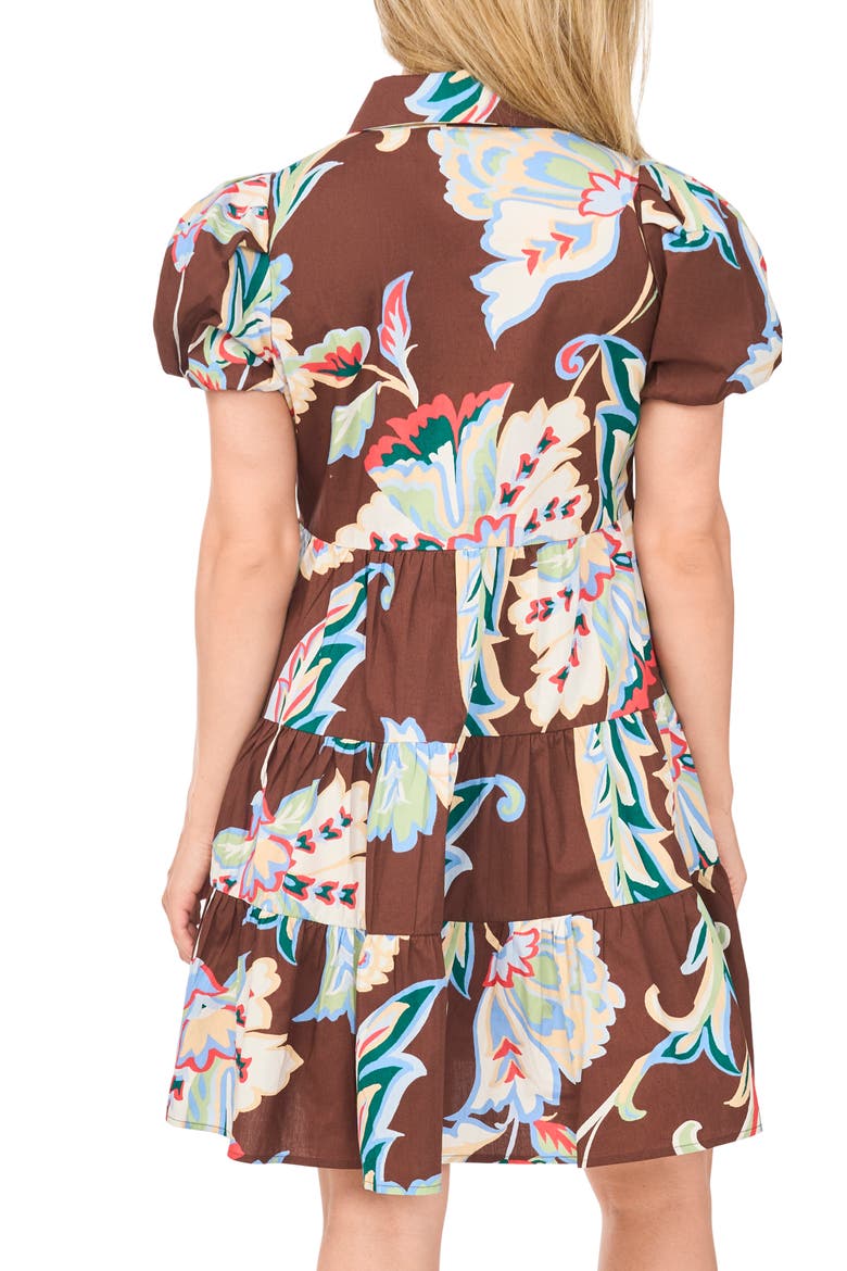 Tiered Puff Sleeve Shirtdress, Alternate, color, DEEP MAHOGANY