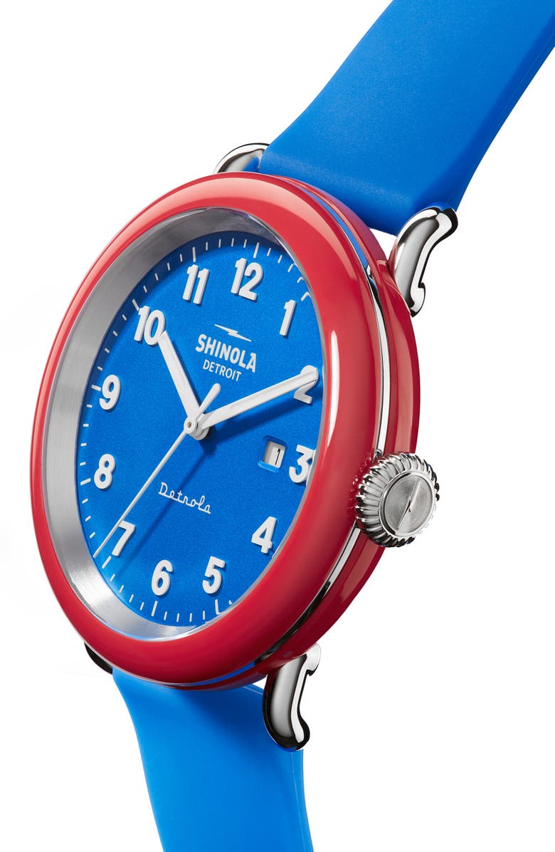 Shinola Detrola "The I Voted" Silicone Strap Watch, 43mm, Alternate, color, 