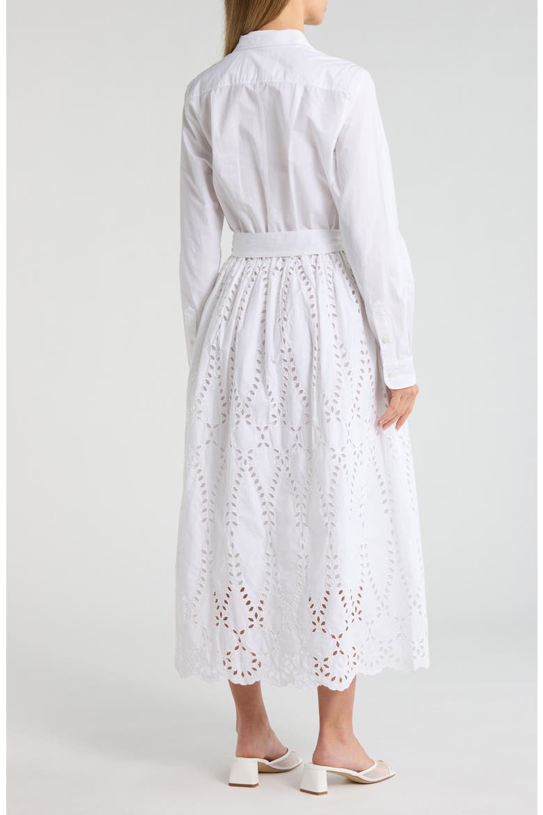 Grace Embroidered Eyelet Long Sleeve Cotton Shirtdress, Alternate, color, WHITE EYELET