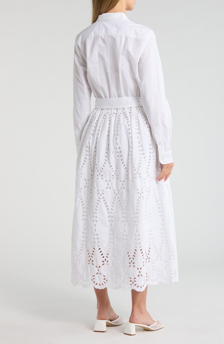Frank & Eileen Grace Embroidered Eyelet Long Sleeve Cotton Shirtdress, Alternate, color, White Eyelet