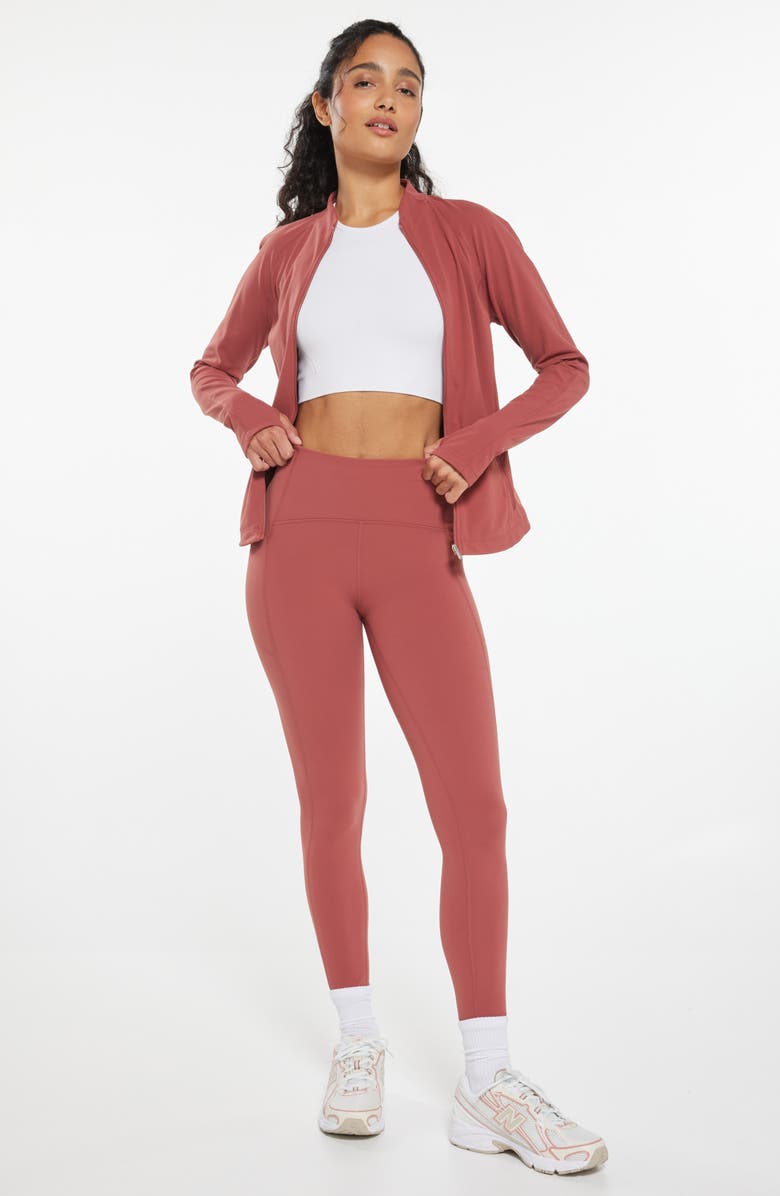 Zella Studio Luxe High Waist Pocket 7/8 Leggings, Alternate, color, Red Jelly