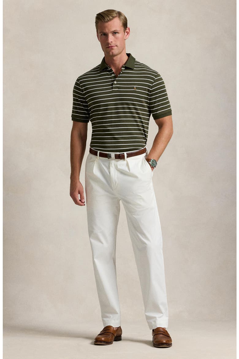 Stripe Cotton Interlock Polo, Alternate, color, ARMADILLO/ WHITE
