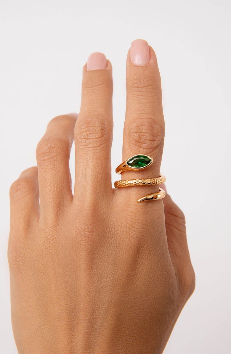 Ettika Marquise Coil Ring, Alternate, color, Emerald