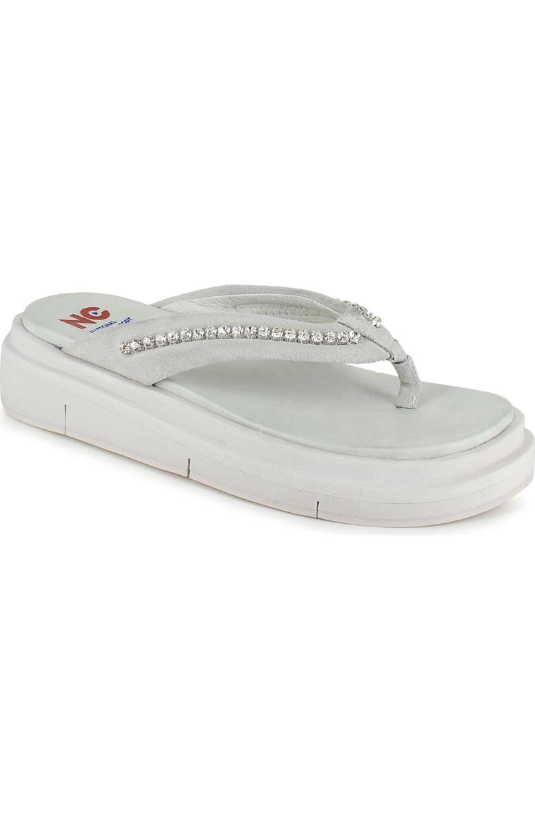 National Comfort Kayra Crystal Flip Flop, Main, color, Ice White Suede