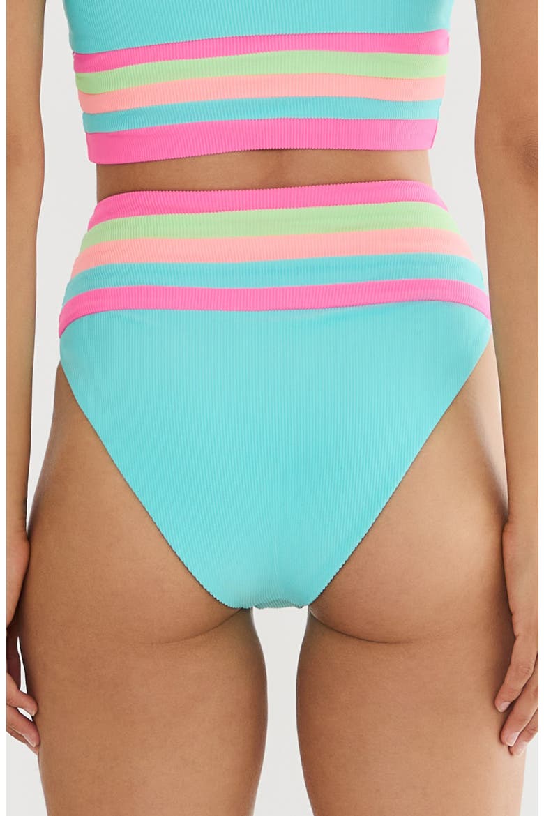 Millie Colorblock High Waist Bikini Bottoms, Alternate, color, HIBISCUS COVE COLORBLOCK