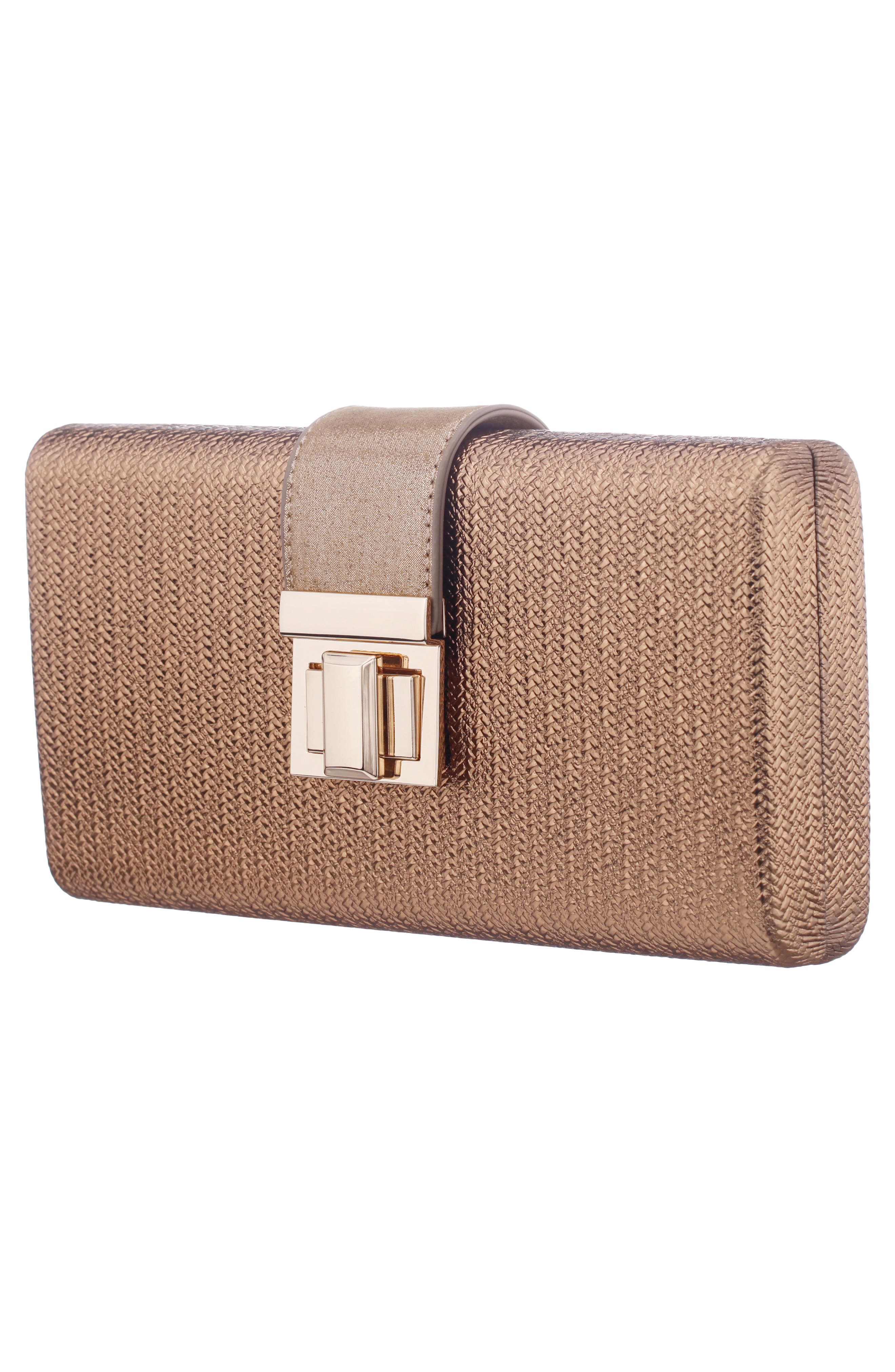 Presly Faux Leather Clutch, Alternate, color, BRONZE