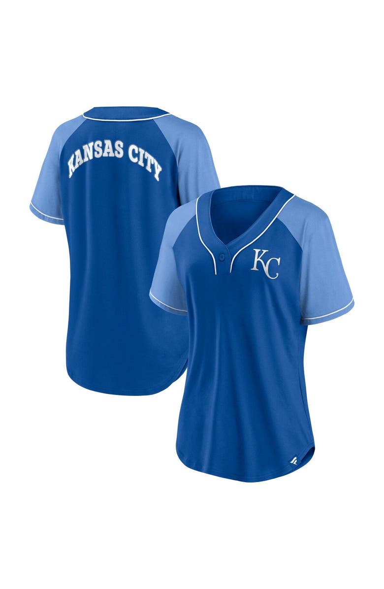 FANATICS Women's Fanatics Branded Royal Kansas City Royals Ultimate Style Raglan V-Neck T-Shirt, Main, color, Royal