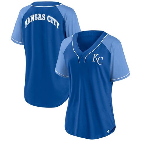 Women's Fanatics Branded Royal Kansas City Royals Ultimate Style Raglan V-Neck T-Shirt