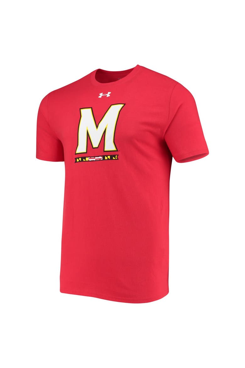 Men's Under Armour Red Maryland Terrapins School Logo Performance Cotton T-Shirt, Alternate, color, Red