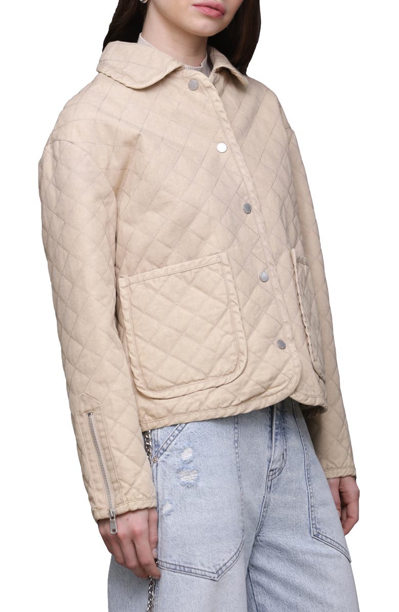 Avec Les Filles Diamond Quilted Cotton Jacket, Alternate, color, Ivory