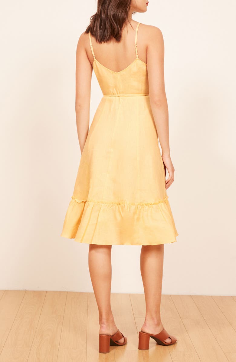 Reformation Fig Linen Wrap Dress, Alternate, color,