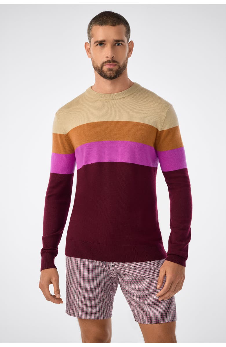 MR TURK Romero Crewneck Sweater 100% Merino Wool Elderberry Slim Fit, Main, color, Elderberry Multi
