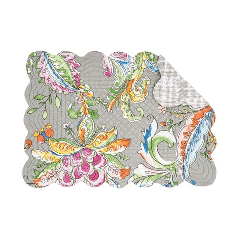 Frey Quilted Reversible Colorful Paisley Placemats, Set of 6, 13" x 19"