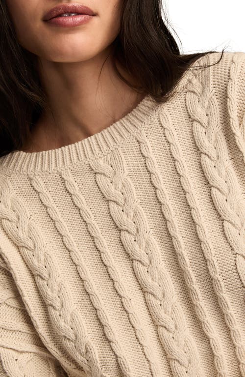 Lucky Brand Cable Stitch Crewneck Cotton Sweater In Brown