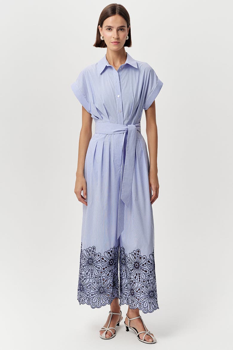 Zoie Short Sleeve Button Belted Jumpsuit, Alternate, color, Multi Color