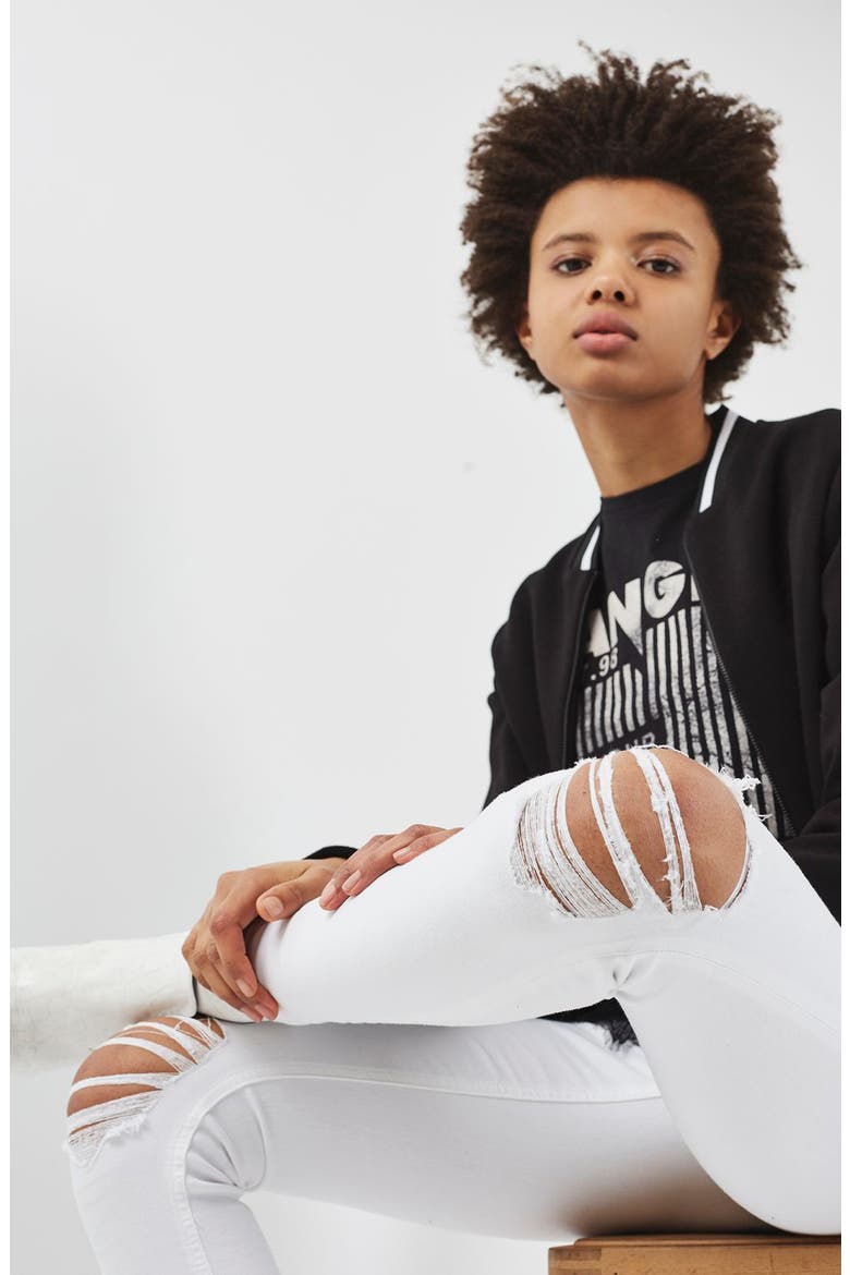 Jamie Ripped Skinny Jeans, Alternate, color, WHITE