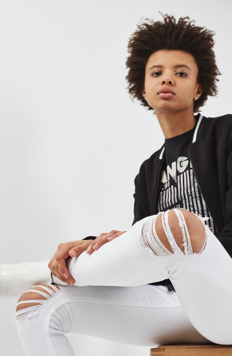 Topshop Jamie Ripped Skinny Jeans, Alternate, color, 