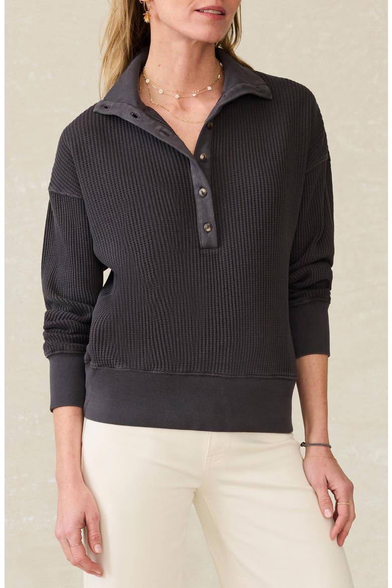 Surf Organic Cotton Waffle Henley, Main, color, WASHED BLACK