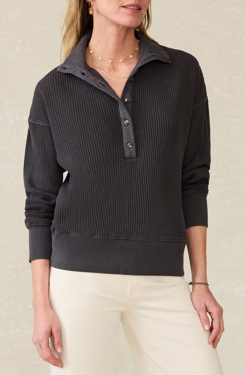 Faherty Surf Organic Cotton Waffle Henley, Main, color, Washed Black