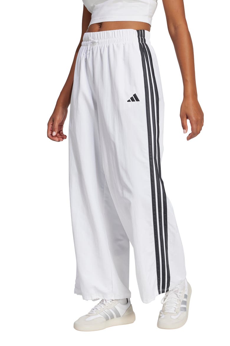 3-Stripes Wide Leg Pants, Alternate, color, WHITE/ BLACK
