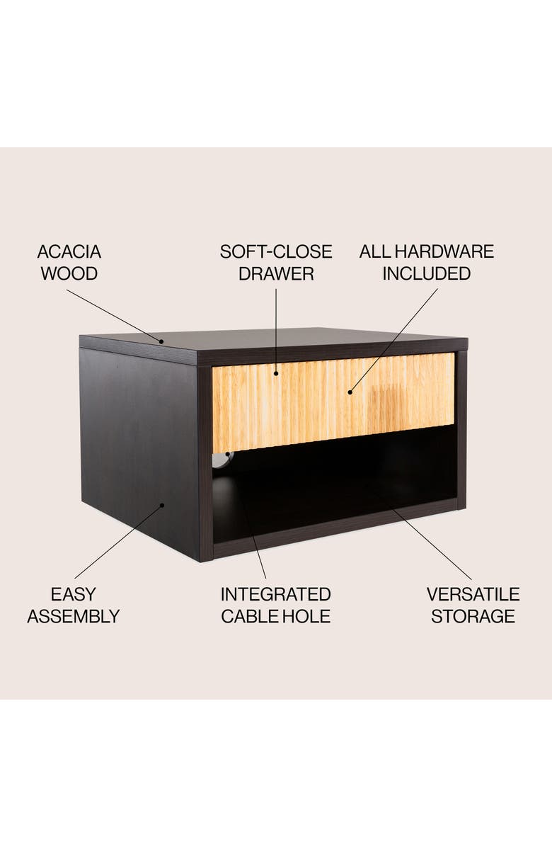 JONATHAN Y Elise Classic Contemporary Floating Wall Mounted Nightstand with Soft-Close Tambour Drawer and Cable Hole, Alternate, color,