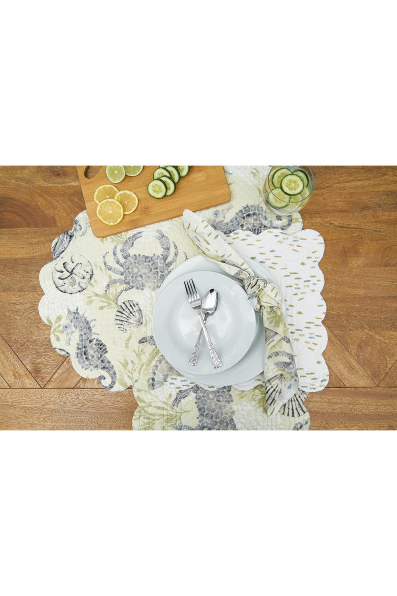 Cannon Beach Cotton Cloth Napkin Machine Washable Set of 6, Alternate, color, Green