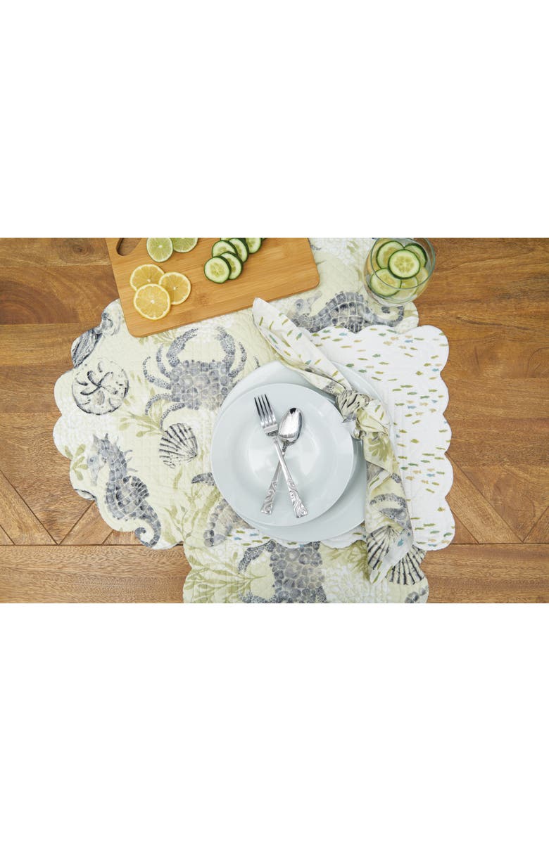 C&F Home Cannon Beach Cotton Cloth Napkin Machine Washable Set of 6, Alternate, color, Green