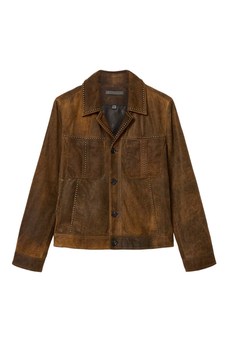 Carson Stud Detail Suede Jacket, Alternate, color, TOFFEE