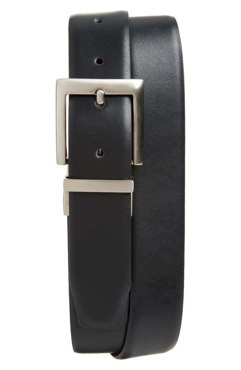 KARL LAGERFELD PARIS Reversible Leather Belt, Main, color, Black/ Cognac