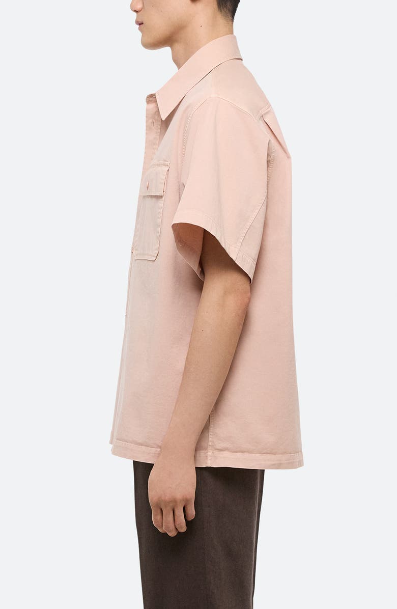 Helmut Lang GD Uniform Short Sleeve Stretch Twill Button Up Shirt, Alternate, color, Salmon