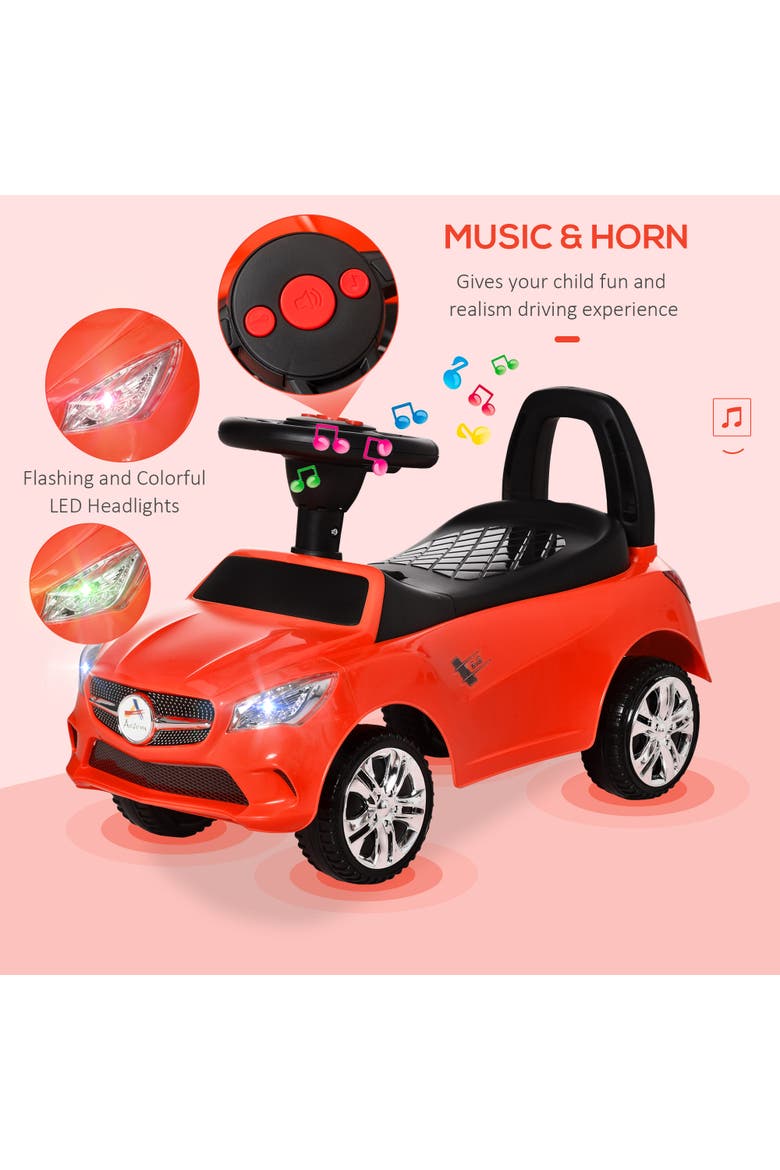 Kids Ride On Push Car with Horn, Music, Headlights, Storage, Alternate, color, Red