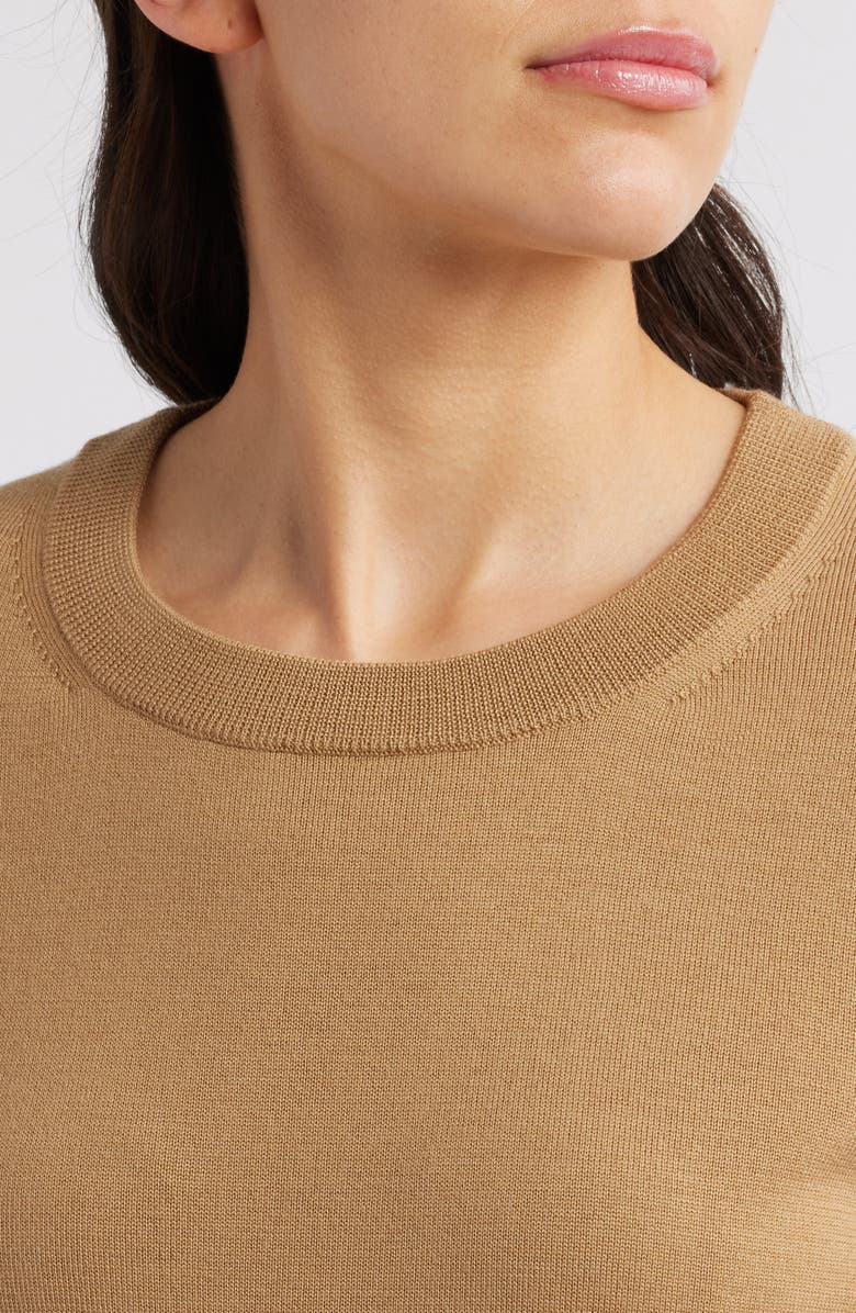 BOSS Feganasi Wool Crewneck Sweater, Alternate, color, Iconic Camel