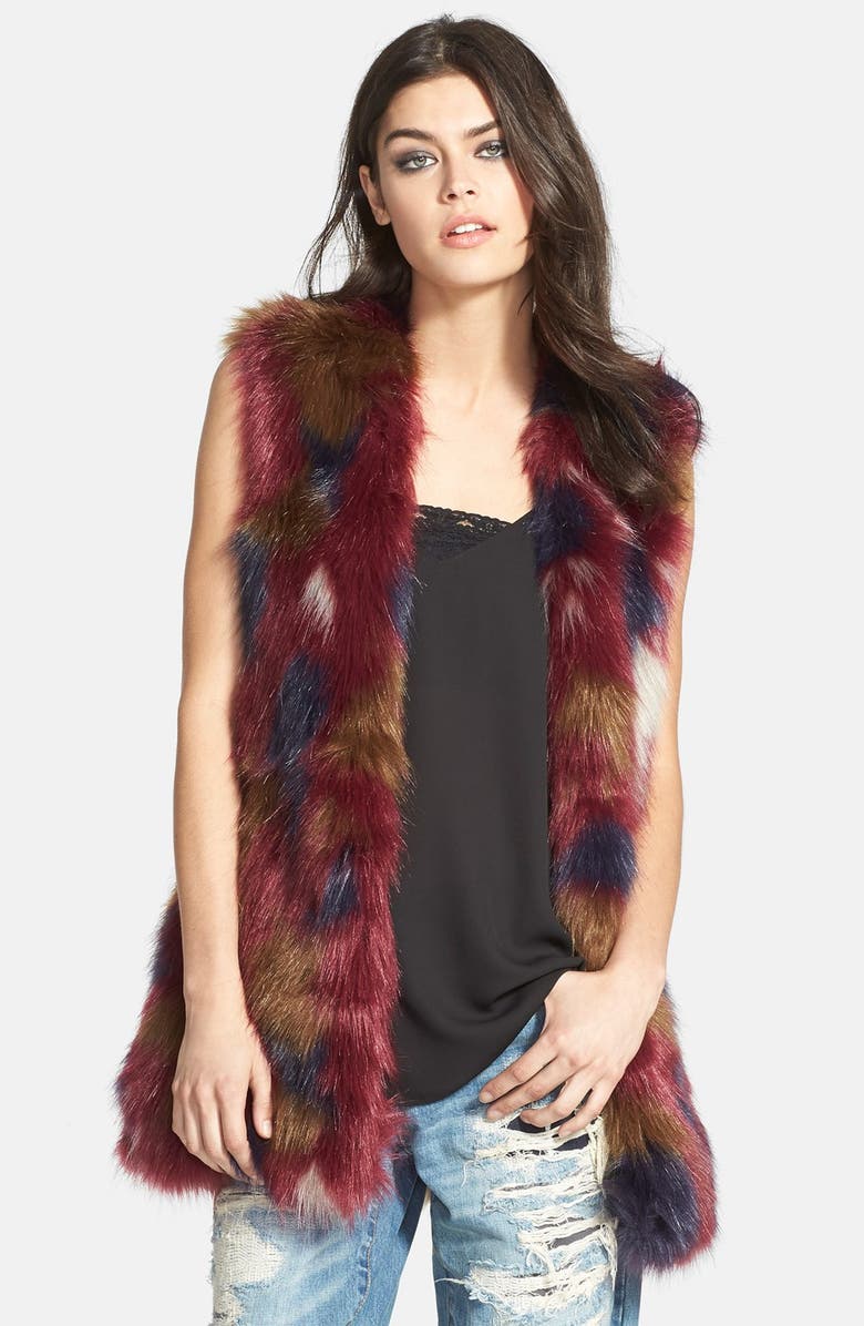 WAYF Faux Fur Long Vest, Main, color, 