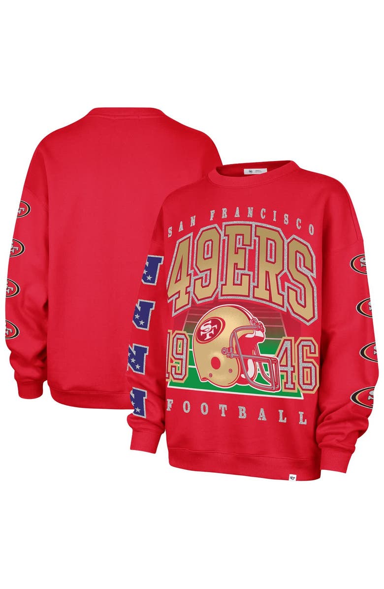 '47 Women's '47 Scarlet San Francisco 49ers Go Big Oversized Pullover Sweatshirt, Alternate, color, Scarlet