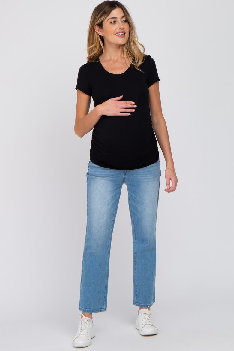 Basic Short Sleeve Maternity Fitted Top, Alternate, color, Black