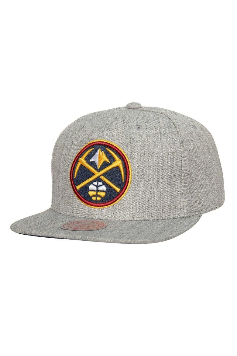 Men's Mitchell & Ness Heather Gray Denver Nuggets Hardwood Classics 2.0 Snapback Hat, Main, color, Heather Gray