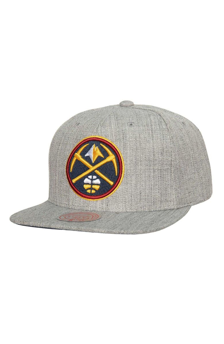 Mitchell & Ness Men's Mitchell & Ness Heather Gray Denver Nuggets Hardwood Classics 2.0 Snapback Hat, Main, color, 