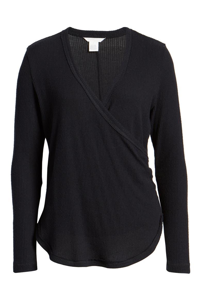 Rib Crossover Top, Alternate, color, BLACK