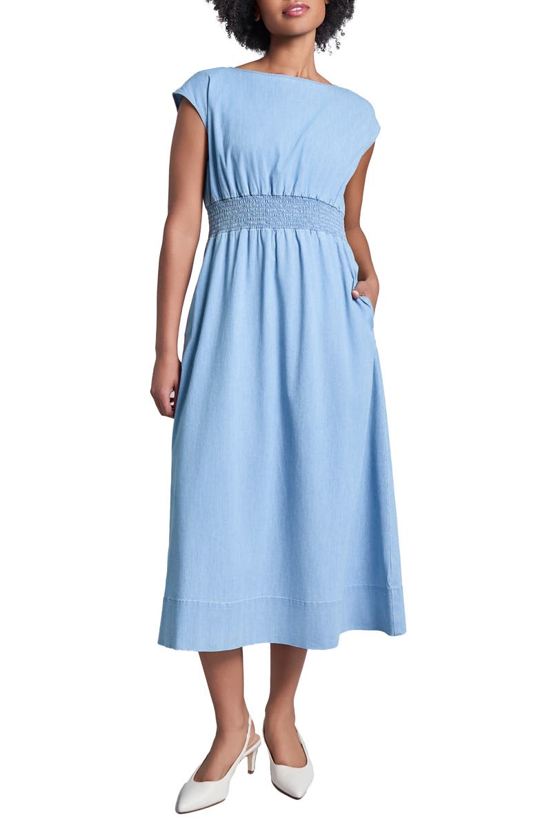 Jones New York Smocked Waist Midi Dress, Main, color, 