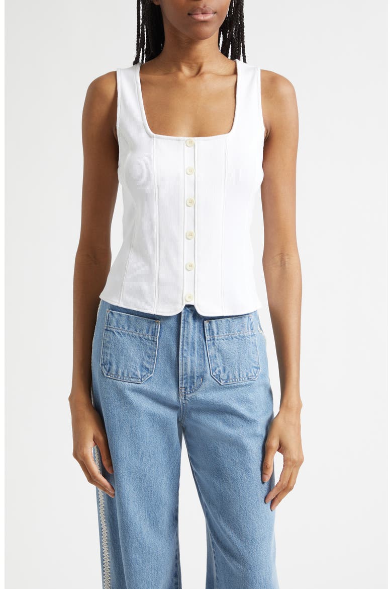 Quenby Stretch Cotton Square Neck Tank, Main, color, WHITE