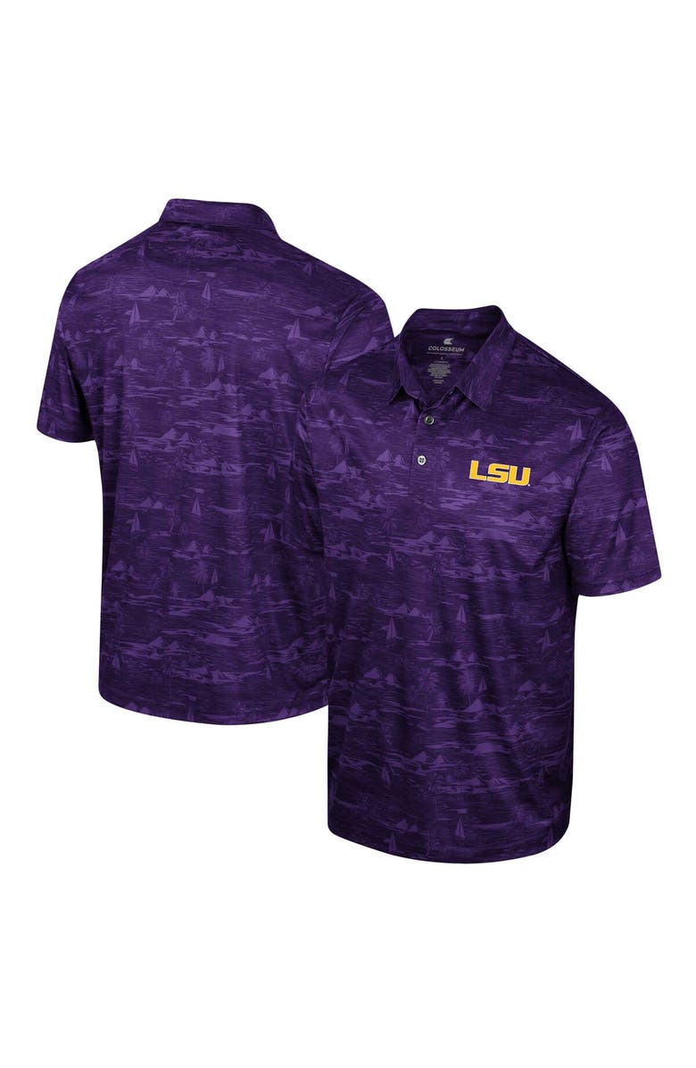 COLOSSEUM Men's Colosseum Purple LSU Tigers Daly Print Polo, Main, color,