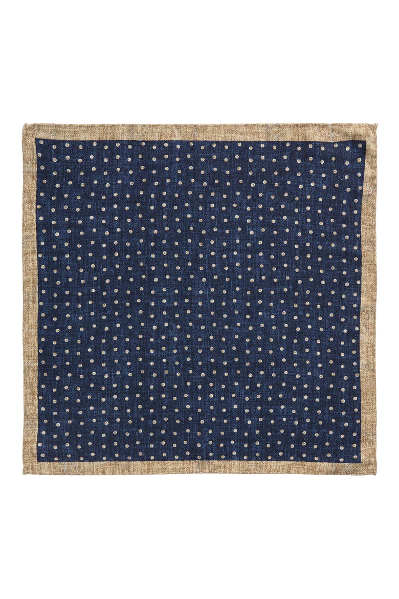 Thelon Dotted Silk Pocket Square, Alternate, color, NAVY
