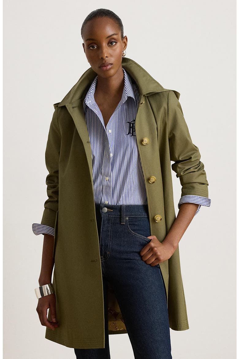 Balmacaan Hooded Raincoat, Alternate, color, LIGHT AGAVE