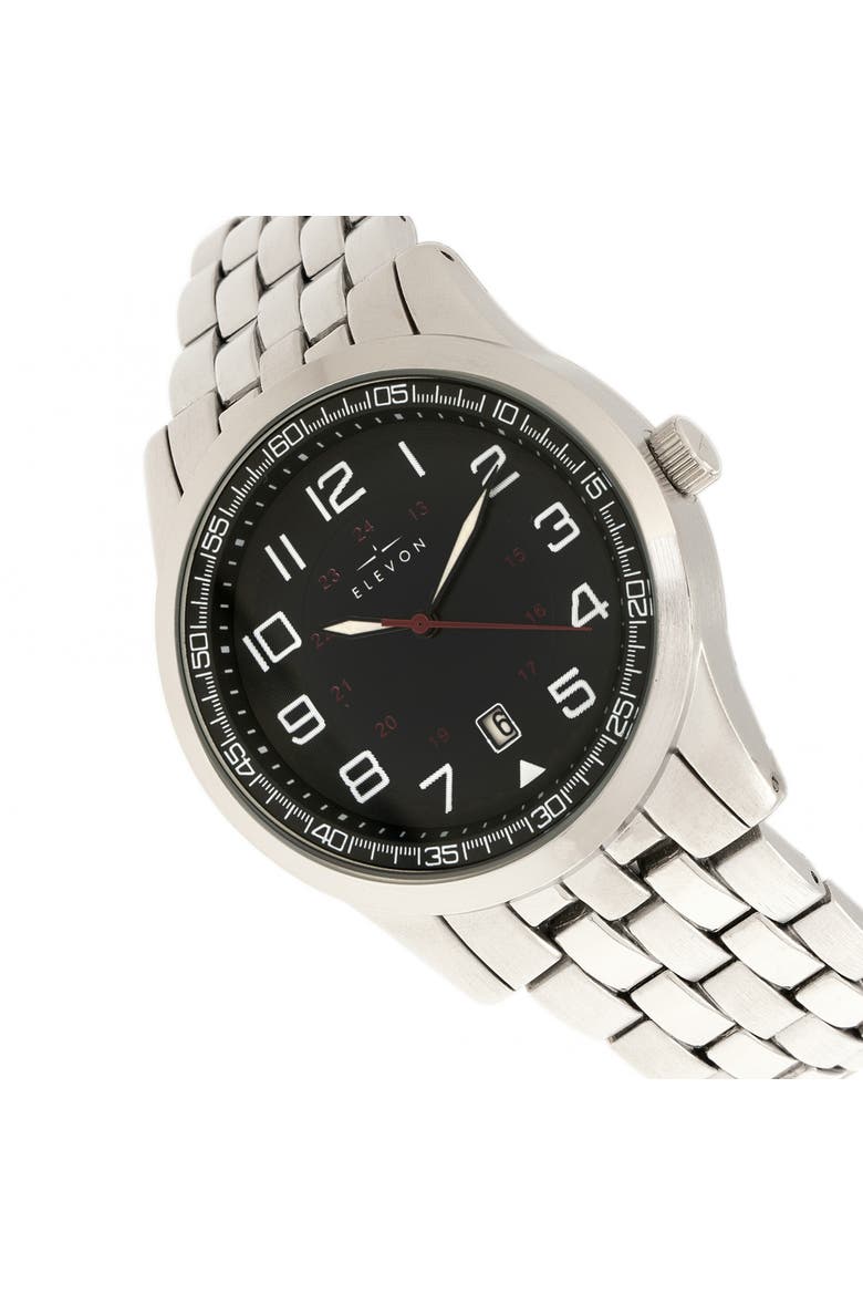 Garrison Bracelet Watch w/Date, Alternate, color, Silver/Black