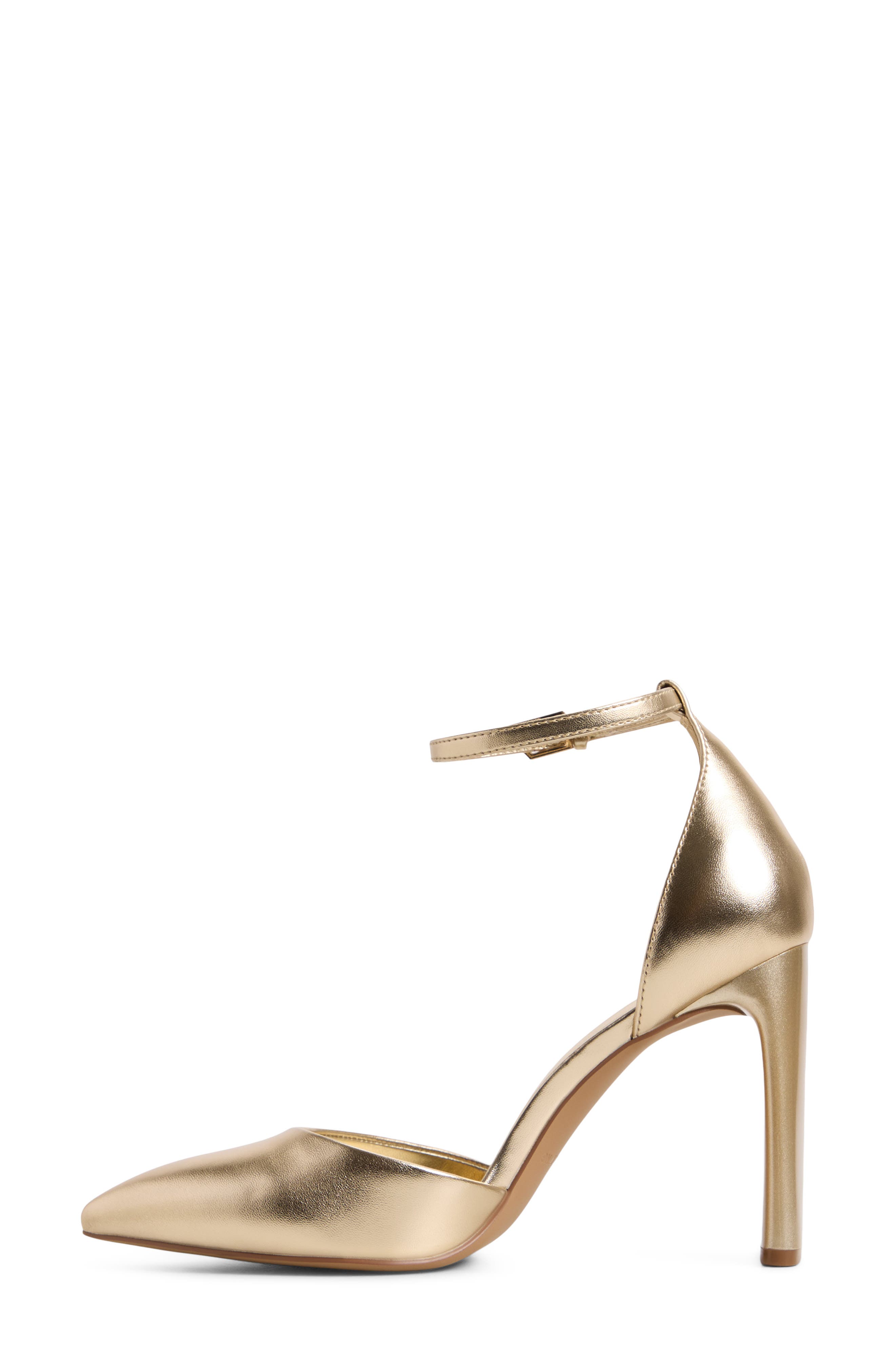 Kimmie Ankle Strap Pump, Alternate, color, GOLD