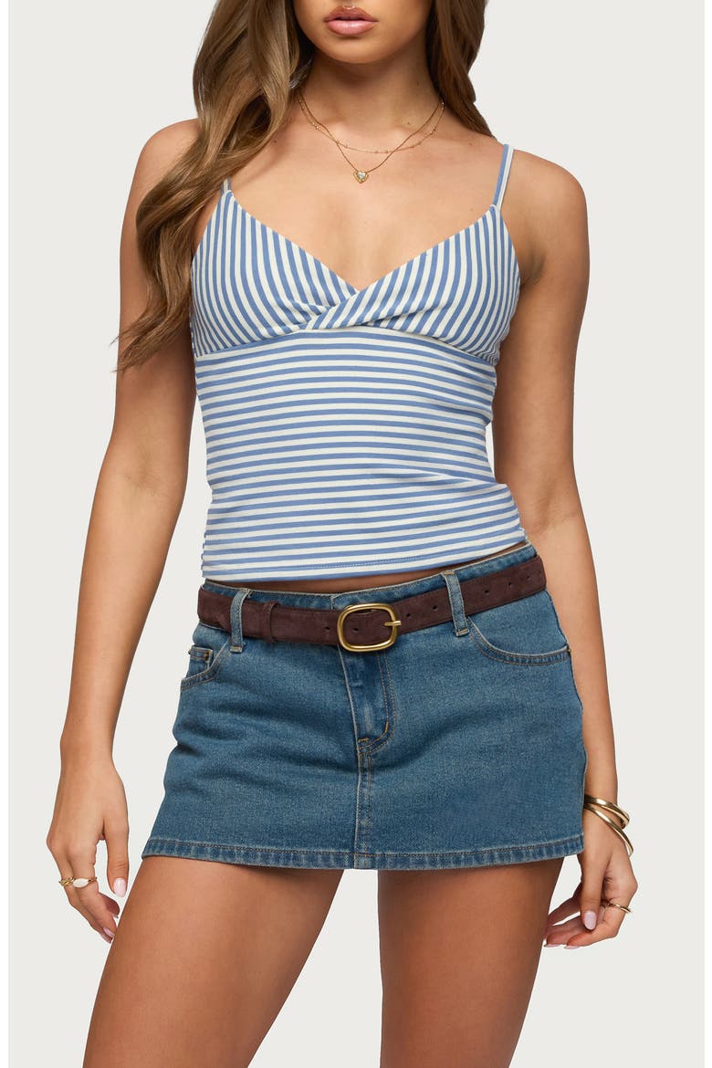 Emilea Stripe Stretch Cotton Camisole, Main, color, BLUE-AND-WHITE