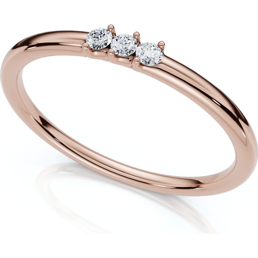 Bliss Diamond Delicate Diamond 3-stone Minimalist Anniversary Wedding Ring 14k Gold Lab Grown In Gold