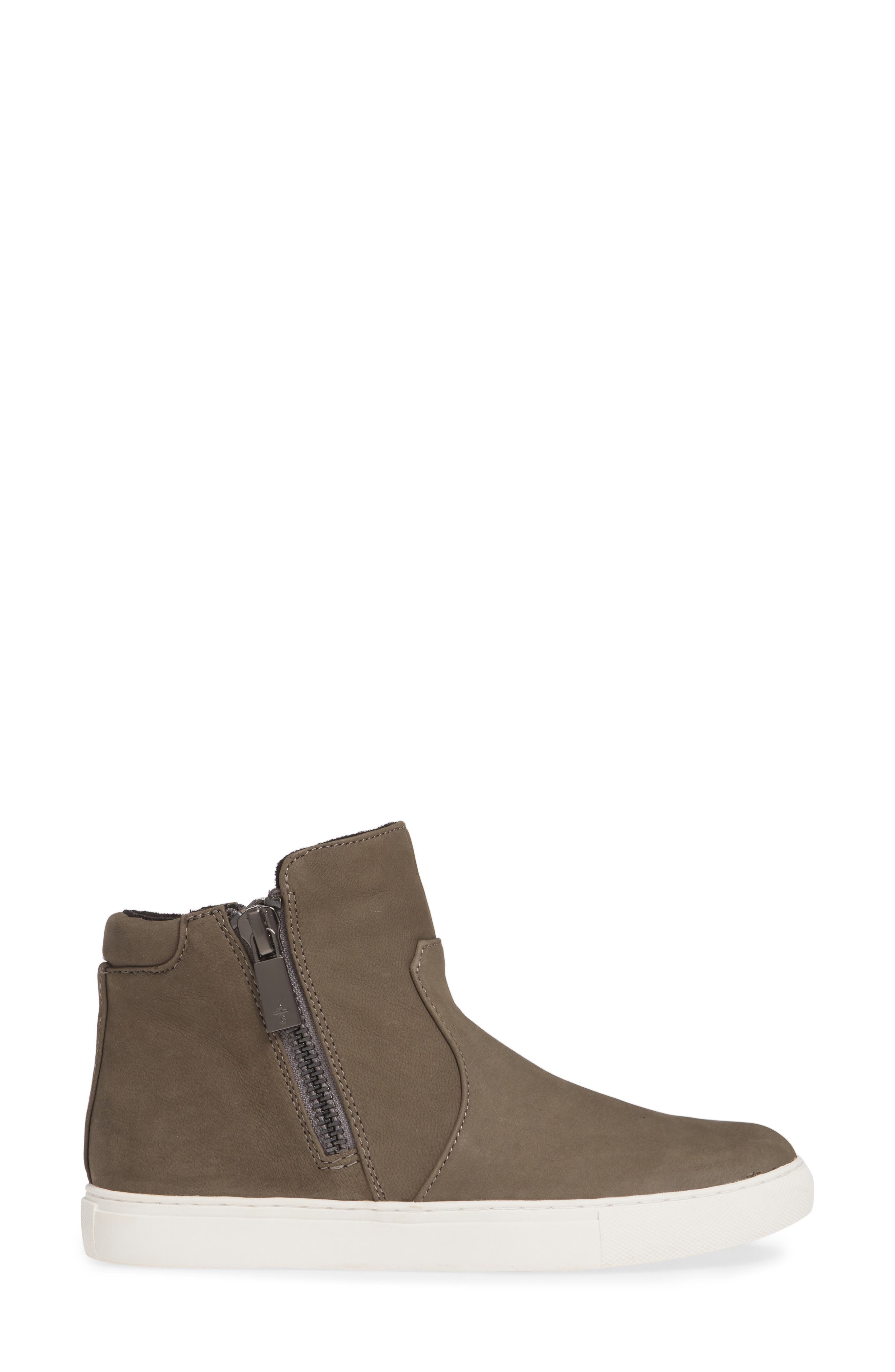 'Kiera' Zip High Top Sneaker, Alternate, color, CEMENT NUBUCK LEATHER
