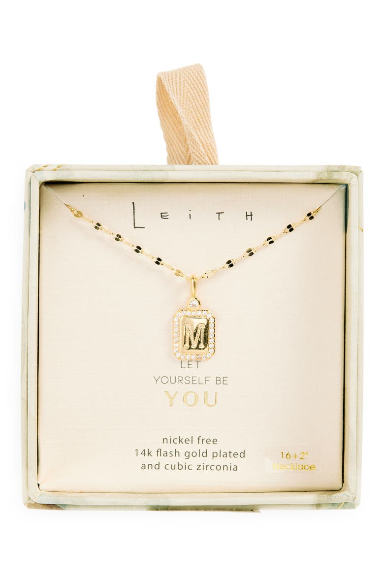 Initial Pendant Necklace, Main, color, M- CLEAR- GOLD